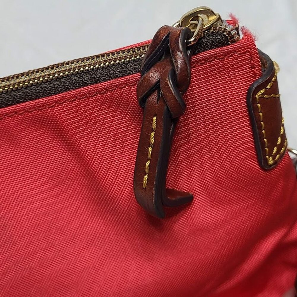 Dooney & Bourke Red Nylon Pouchette Letter Carrier Cross Body Bag Broken Strap - Picture 8 of 16